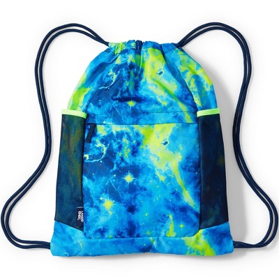 Lands End Kids Packable Drawstring Bag Blue Space Galaxy Target