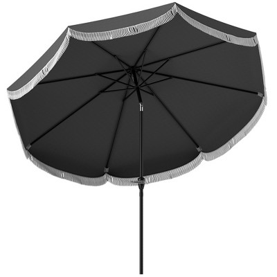Outsunny 9FT Patio Umbrella, UPF 30+ Outdoor Market Umbrella, Vented Patio Table Umbrella with Crank, 8 Ribs, Push Button Tilt