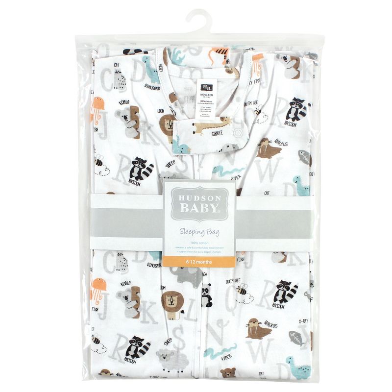 Hudson Baby Unisex Baby Cotton Sleeveless Wearable Sleeping Bag, Sack, Blanket, Alphabet Animals, 2 of 3