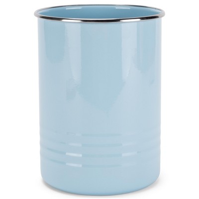 Nat & Jules Pale Blue 6.75 x 5 Iron Metal Kitchen Crock Utensil Holder
