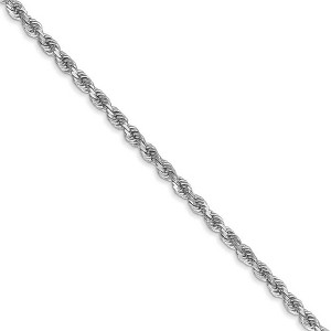 Black Bow Jewelry 2.25mm, 14k White Gold, Diamond Cut Solid Rope Chain Necklace - 1 of 4