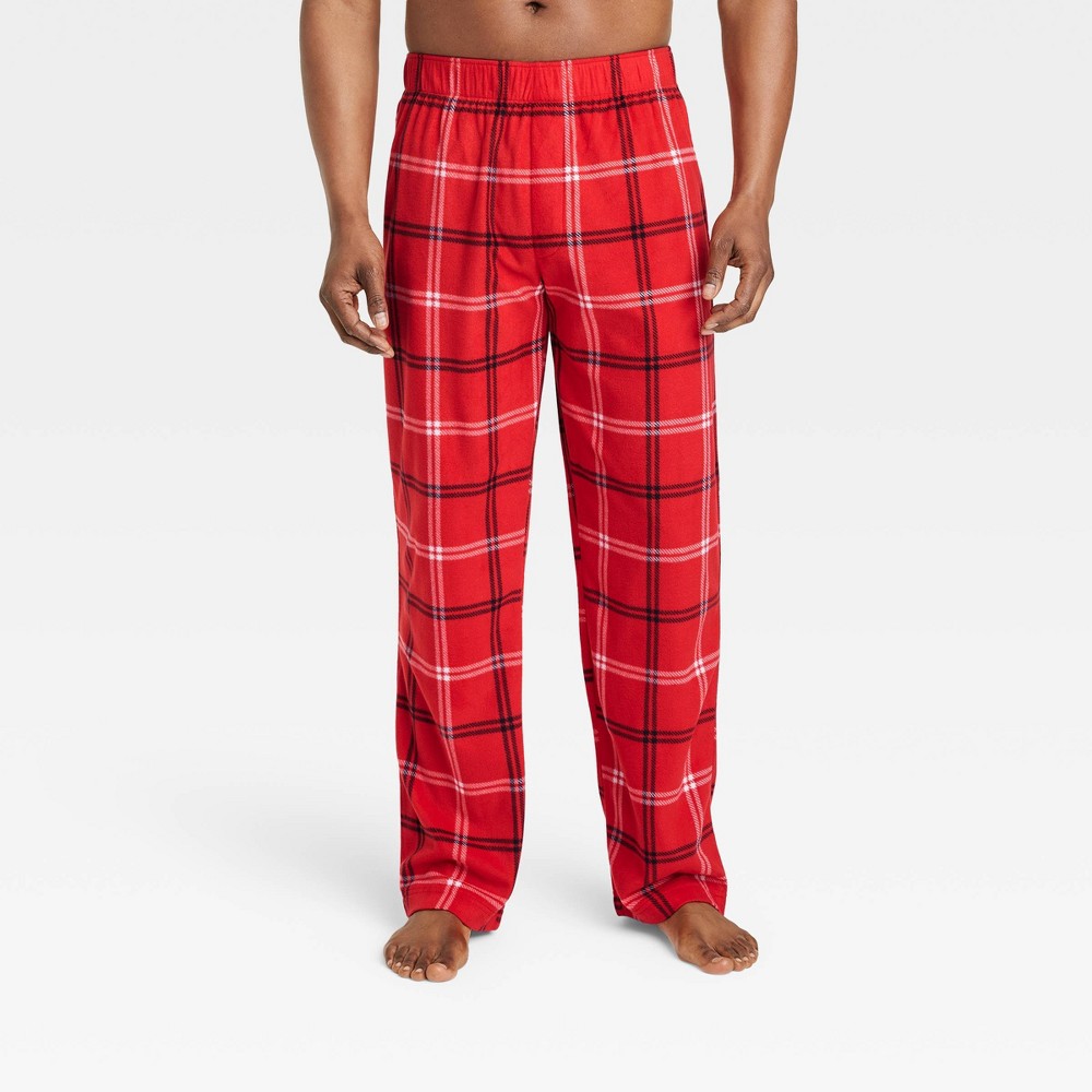 Men's Plaid Fleece Matching Family Pajama Pants - Wondershop™ Red L