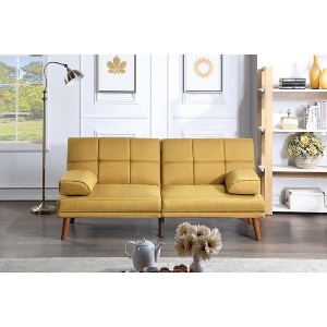 DOMETOUR Mustard Polyfiber 1pc Adjustable Tufted Sofa Living Room Solid wood Legs Comfort Couch - 1 of 4