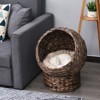Munora Handmade Wicker Elevated Cat Bed with Cushion, Dark Brown Rotating Cat Basket for Kittens - 2 of 4