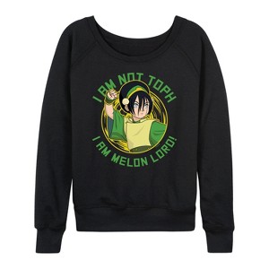 Women's - Avatar: The Last Airbender - Toph Melon Lord Lightweight French Terry Wide Neck Long Sleeve Shirt - 1 of 4