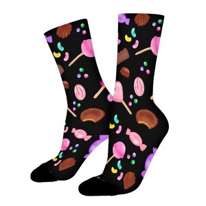 Cute Sweets Candy Women Printed Crew Socks Funny Funky Socks Soft Polyester Novelty Gifts for Artists Men - 1 of 1