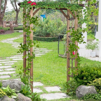 Carbonized Fir Wood Outdoor Garden Arched Trellis Arbor