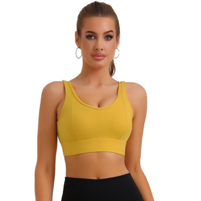 Allegra K Women's V-Neck Integrated Cup Sports Bra Push-Up Comfortable Double Straps Tank Tops