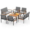 Costway 8 Piece Patio Furniture Set with Coffee Table, Loveseat & 4 Single Chairs for Porch Black/Gray - 2 of 4