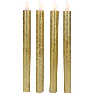 Northlight Set of 4 Textured Gold-tone LED Flameless Flickering Taper Candles 9.5" - 1 of 4