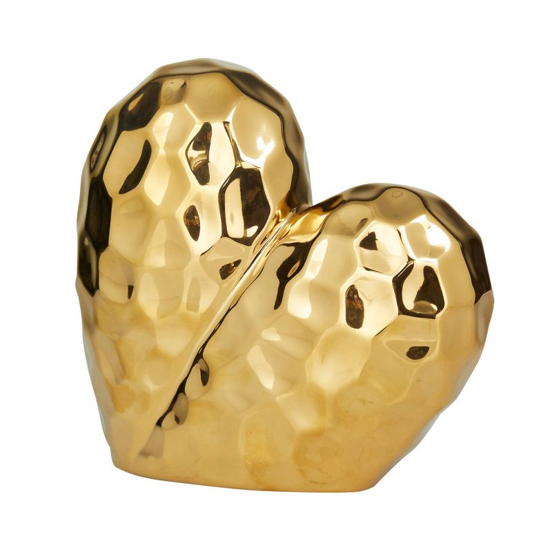 11&#39;&#39; x 12&#39;&#39; Porcelain Heart Sculpture Gold - Olivia &#38; May, 2 of 18