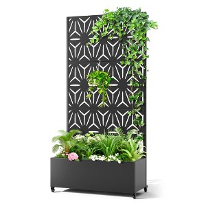 TOAOTBNBO Metal Raised Garden Bed with Star Pattern, Outdoor Planter Box with Wheels, Modern Privacy Screen for Garden and Patio - 1 of 4