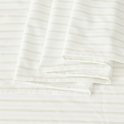 Laurel Green Twin Striped Microfiber Sheet Set