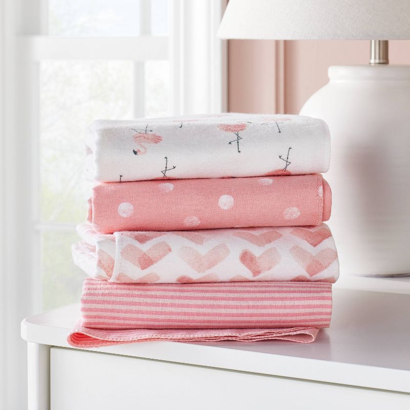 Flannel Baby Blankets Flamingos - Cloud Island&#8482; Pink 4pk, 3 of 7