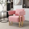 Modern Decorative 2PC Teddy Fleece Upholstered Side Chairs with Gold Metal Legs, Ergonomic Cushion, No Wheels, Suitable for Living Room - 4 of 4