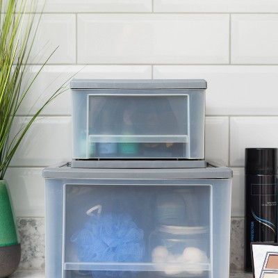Gray Clear Stackable Plastic Storage Drawers, Set of 5