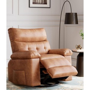 Recliner Chair with Heat & Massage – 360° Swivel & Manual Rocking, Ergonomic Design with Remote & Cup Holders for Living Room - 1 of 4
