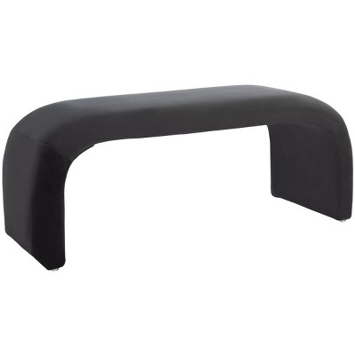 Tenko Black Velvet Modern Glam Bedroom Bench