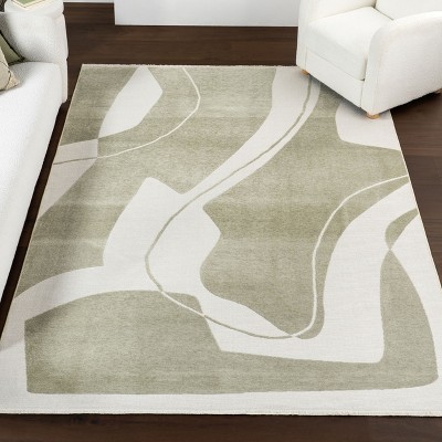 Sevyn Green and White Abstract Reversible 4' x 6' Area Rug