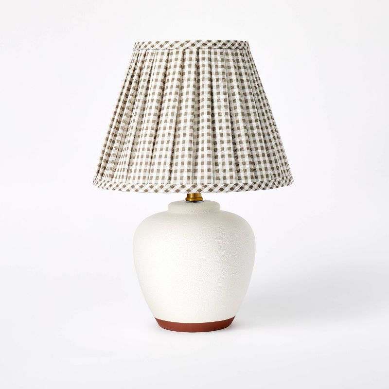 Ceramic Table Lamp with Gingham Print Pleated Shade Cream/Sage Green (Includes LED Light Bulb) - Threshold&#8482; designed with Studio McGee, 1 of 6
