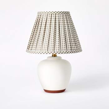 Ceramic Table Lamp with Gingham Print Pleated Shade White (Includes LED Light Bulb) - Threshold™ designed with Studio McGee