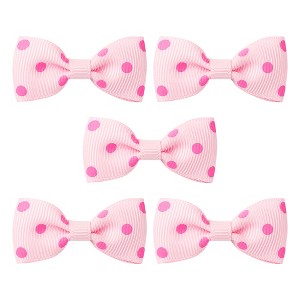 Unique Bargains Cute Dogs Cats Puppies Bows Pink Dog Hair Bows with Dots Pattern Grooming Barrette Clip Accessories 5 Pcs - 1 of 4