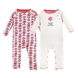 Touched by Nature Baby Girl Organic Cotton Coveralls 2pk, Flower - 1 of 1