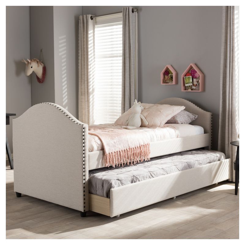 Twin Alessia Modern and Contemporary Fabric Upholstered Daybed with Guest Trundle Bed - Baxton Studio, 6 of 7