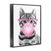 Stupell Industries Adorable Cat Bubble Gum Pink Glasses Monochrome Illustration Framed Giclee Art - 2 of 4