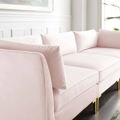 Luxe Pink Velvet 103" Three-Piece Sectional Sofa