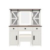 Lycvki 43.3" Farmhouse Vanity Table Set with Storage Stool and Charging Station 3 Drawers & 4 Cabinets - 4 of 4
