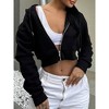 Women's Zip Up Crop Hoodies Long Sleeve Shirts Pullover Thermal Lined Hooded Sweatshirts - 3 of 4