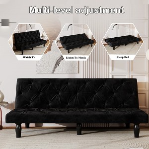 Racxily Sofa to Sofa Bed Transformation: 66" Pink Velvet Sofa Bed, Ideal for Family Living Rooms, Apartments & Bedrooms - 1 of 4
