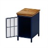 KTMBDW End Table, Modern Nightstand with Wood Top, Rustic Night Stand with Storage Cabinet, Tall Bedside Table for Bedroom, Home Office, Blue - 4 of 4
