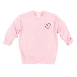 Simply Sage Market Women's Graphic Sweatshirt Embroidered Hand Drawn Heart LC - 1 of 4