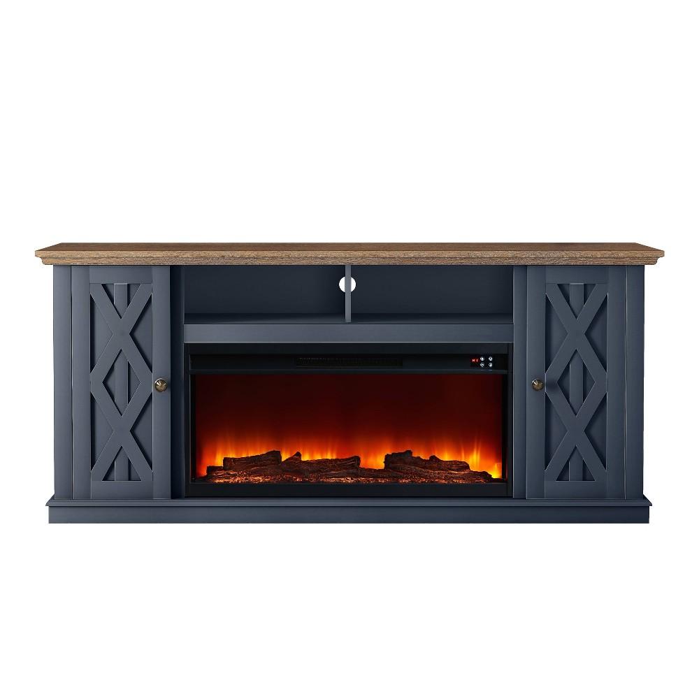 Photos - Mount/Stand 68" Freestanding Electric Fireplace TV Stand for TVs up to 78" Navy - Fest