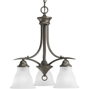 Progress Lighting Trinity Collection 3-Light Chandelier, Antique Bronze, Etched Glass Shades - 1 of 2
