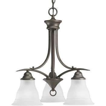 Progress Lighting Trinity Collection 3-Light Chandelier, Antique Bronze, Etched Glass Shades