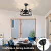 Ludomide 18" Black Caged Ceiling Fan With Lights And Remote, Chandelier Ceiling Fan For Bedroom Dining Room - 3 of 4