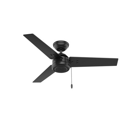 44" Cassius Damp Rated Ceiling Fan and Pull Chain Black - Hunter Fan: Outdoor, 3 Blades, Reversible Motor
