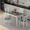 Costway 5-Piece Dining Set Solid Wood Kitchen Furniture with Rectangular Table & 4 Chairs Natural/Coffee/Grey - 4 of 4