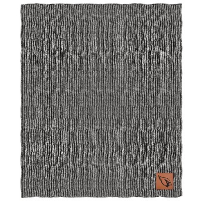 NFL Arizona Cardinals Two- Tone Sweater Knit Blanket with Faux Leather Logo Patch