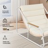 Outdoor Chaise Lounge Chairs Set of 3, Patio Chaise Lounge Chair with Acacia Side Table, Pool Lounge Chairs for Lawn, Deck, Beach, Beige+Black - 4 of 4