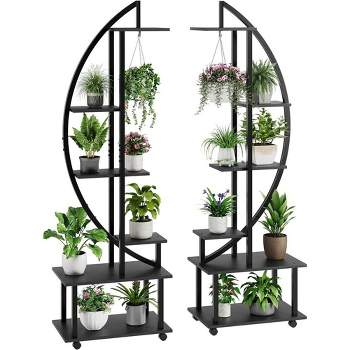 Flower stand, Wheeled Flower Ftand 6 Tier with Drawers, Metal Indoor Plant Stand for Home,  Plant Shelf Rack  for Patio Lawn Garden Balcony