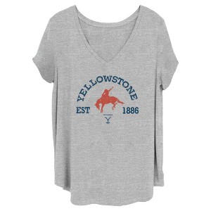 Women's Yellowstone Distressed Rider Silhouette Est. 1886 T-Shirt - 1 of 4