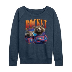Women's - Marvel - Guardians of the Galaxy Rocket Raccoon Lightweight French Terry Wide Neck Long Sleeve Graphic Shirt - 1 of 4