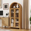 70 Inch Arched Display Cabinet with Adjustable Shelves, Wood Storage Unit with Clear Acrylic Doors for Kitchen Pantry, Dining Room, Oak - 4 of 4