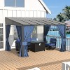ALAULM 10’ x 12’ Wall Mount Gazebo Outdoor Pergola, Lean to Gazebo Canopy Awnings with Sloped Roof and Steel Frame - 2 of 4