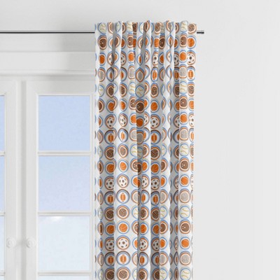 Bacati - Mod Sports, Blue/Orange/Brown Curtain Panel