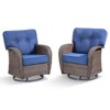Belord Swivel Patio Chairs Set of 2, Wide Backrest Outdoor Swivel Glider Rocking Chairs with All Weather Brown Wicker with Comfort Thick Cushion - 4 of 4